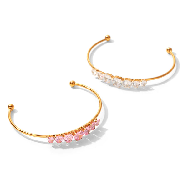 Wholesale Women's Stainless Steel Heartshaped Zircon Inlay Electroplated Bracelet Ins Geometric Style