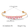 Wholesale Women's Stainless Steel Heartshaped Zircon Inlay Electroplated Bracelet Ins Geometric Style