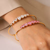 Wholesale Women's Stainless Steel Heartshaped Zircon Inlay Electroplated Bracelet Ins Geometric Style