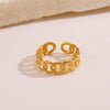 Wholesale Women's Stainless Steel Hiphop Ring With Geometric Pattern And Real Gold Plating