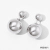 Wholesale Women's Stainless Steel Hollow Ball Earrings With Geometric Pattern And Electroplating Simple Light Luxury Front And Back Two Wear