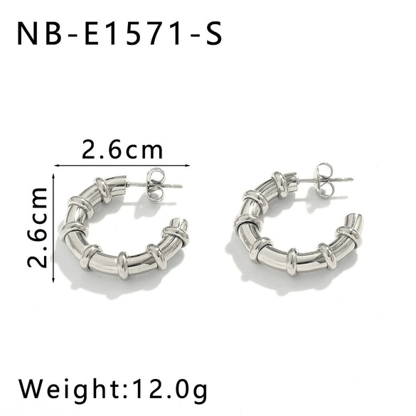 Wholesale Women's Stainless Steel Hollow C Shaped 18K Gold Plated Fashion Earrings With Vacuum Plating In Furnace