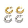 Wholesale Women's Stainless Steel Hollow C Shaped 18K Gold Plated Fashion Earrings With Vacuum Plating In Furnace