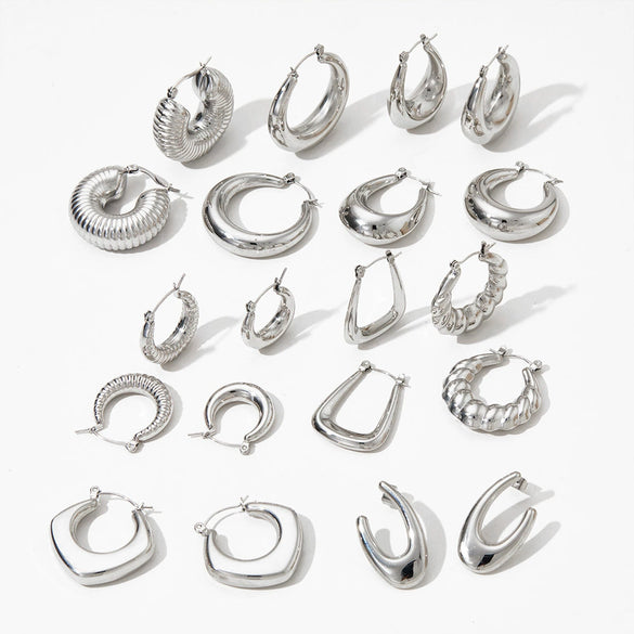 Wholesale Women's Stainless Steel Hollow Earrings With Geometric Style And Electroplating Treatment