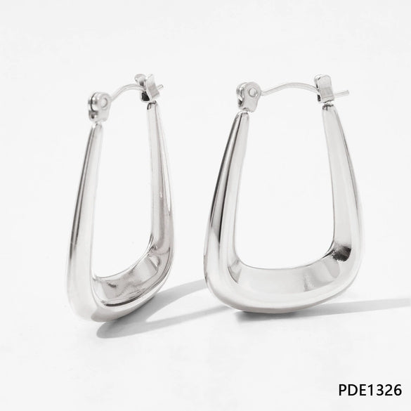 Wholesale Women's Stainless Steel Hollow Earrings With Geometric Style And Electroplating Treatment