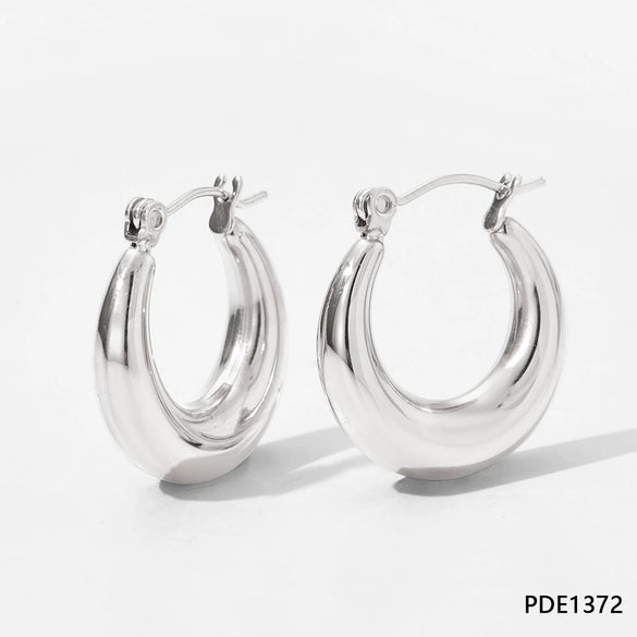 Wholesale Women's Stainless Steel Hollow Earrings With Geometric Style And Electroplating Treatment