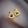 Wholesale Women's Stainless Steel Hollow Flower Shape Earrings With White Shell Electroplated