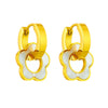Wholesale Women's Stainless Steel Hollow Flower Shape Earrings With White Shell Electroplated