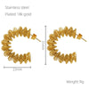 Wholesale Women's 316L Stainless Steel Hollow Irregular Geometric Spring And Ring Earrings With Electroplating