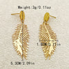 Wholesale Women's Stainless Steel Hollow Leaves Geometric Style Electroplated Earrings Jewelry