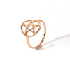 Wholesale Women's Stainless Steel Hollow Lucky Five Pointed Star Fashion Ring With Pvd Furnace Real Gold Plating