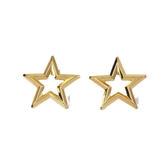 Wholesale Women's Stainless Steel Hollow Star Earrings With Electroplating For Autumn 2024