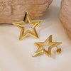 Wholesale Women's Stainless Steel Hollow Star Earrings With Electroplating For Autumn 2024