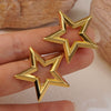 Wholesale Women's Stainless Steel Hollow Star Earrings With Electroplating For Autumn 2024