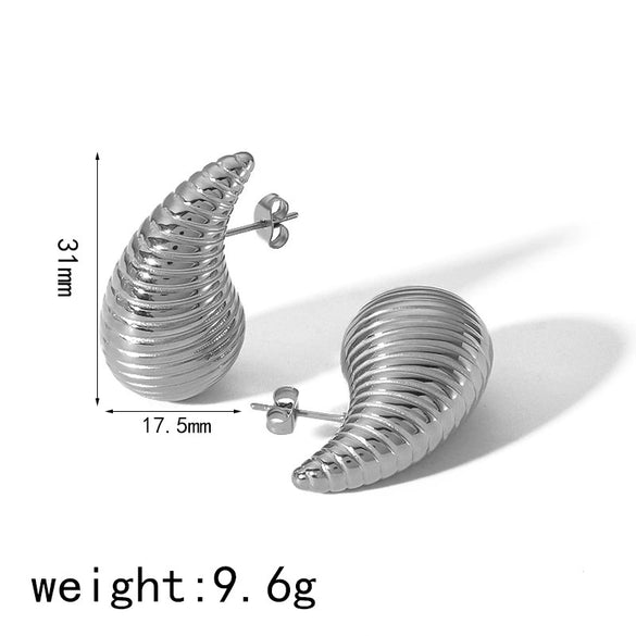 Wholesale Women's Stainless Steel Hollow Water Drop Exaggerated High Sense Electroplated Earrings