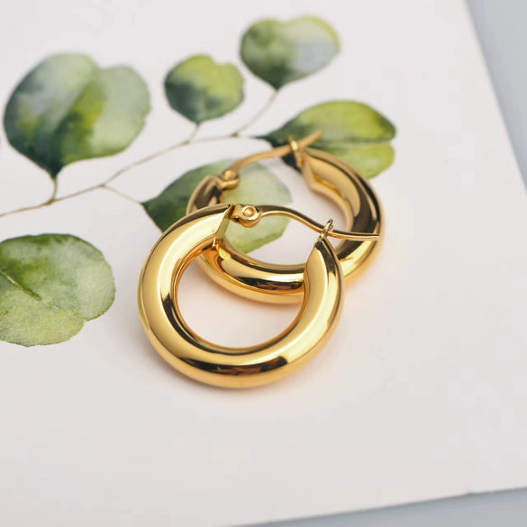 Wholesale Women's Stainless Steel Hoop Earrings Geometric Style Electroplated