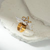 Wholesale Women's Stainless Steel Imitation Pearl Flower Design Ring