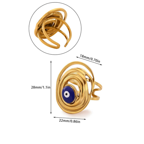 Wholesale Women's Stainless Steel Imitation Pearl Multilayer Zircon 18K Gold Plated Heart Shape Geometric Inlaid With Gold Open Ring