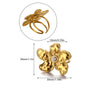 Wholesale Women's Stainless Steel Imitation Pearl Multilayer Zircon 18K Gold Plated Heart Shape Geometric Inlaid With Gold Open Ring