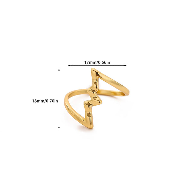 Wholesale Women's Stainless Steel Imitation Pearl Multilayer Zircon 18K Gold Plated Heart Shape Geometric Inlaid With Gold Open Ring