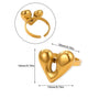 Wholesale Women's Stainless Steel Imitation Pearl Multilayer Zircon 18K Gold Plated Heart Shape Geometric Inlaid With Gold Open Ring