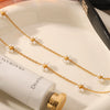 Wholesale Women's Stainless Steel Imitation Pearl Necklace Bracelet With Flower Pattern Vacuum Electroplating Ins Style