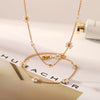 Wholesale Women's Stainless Steel Imitation Pearl Necklace Bracelet With Flower Pattern Vacuum Electroplating Ins Style
