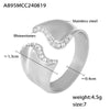 Wholesale Women's 316L Stainless Steel Inlaid Drill Irregular Open Ring With Geometric Pattern And Electroplating Treatment