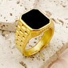 Wholesale Women's Stainless Steel Inlaid Geometric Square Ring