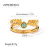 Wholesale Women's Stainless Steel Inlaid Natural Stone Open Ring Jewelry With Geometric Style And Electroplating Craft Retro Light Luxury Niche High End