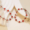 Wholesale Women's Stainless Steel Inlaid Rhinestone Heart Drop Bell Necklace And Bracelet Set