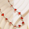 Wholesale Women's Stainless Steel Inlaid Rhinestone Heart Drop Bell Necklace And Bracelet Set