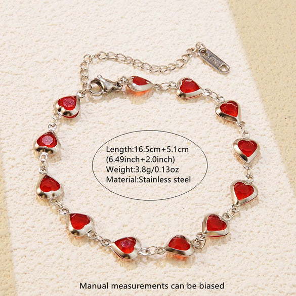 Wholesale Women's Stainless Steel Inlaid Rhinestone Heart Drop Bell Necklace And Bracelet Set
