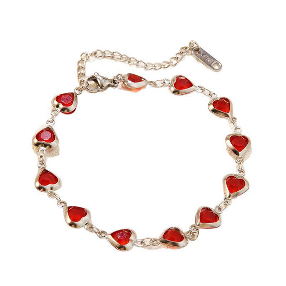Wholesale Women's Stainless Steel Inlaid Rhinestone Heart Drop Bell Necklace And Bracelet Set
