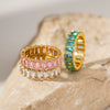 Wholesale Women's Stainless Steel Inlaid Zircon Ring With Geometric Pattern 18K Gold Electroplated Niche Ins Style