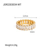 Wholesale Women's Stainless Steel Inlaid Zircon Ring With Geometric Pattern 18K Gold Electroplated Niche Ins Style