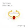 Wholesale Women's 316L Stainless Steel Inlaid Zircon Square Geometric Electroplated Ring