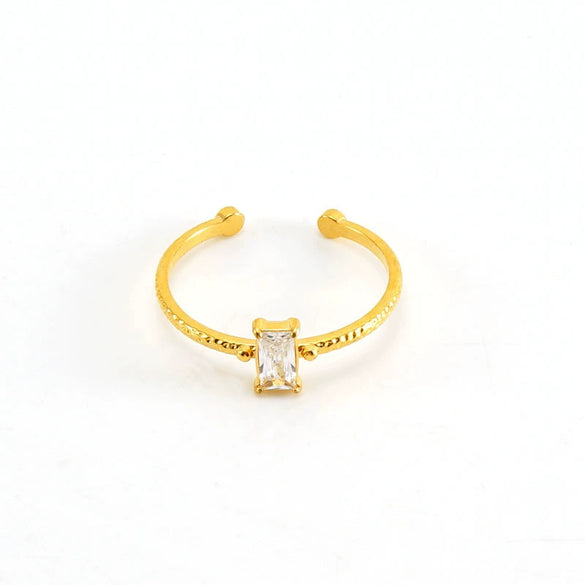 Wholesale Women's 316L Stainless Steel Inlaid Zircon Square Geometric Electroplated Ring