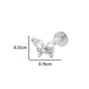 Wholesale Women's Stainless Steel Inner Tooth Thread Flat Base Rod Lip Nail Copper Zircon Butterfly Bow Tie Ear Bone Nail Electroplated Puncture Ornaments