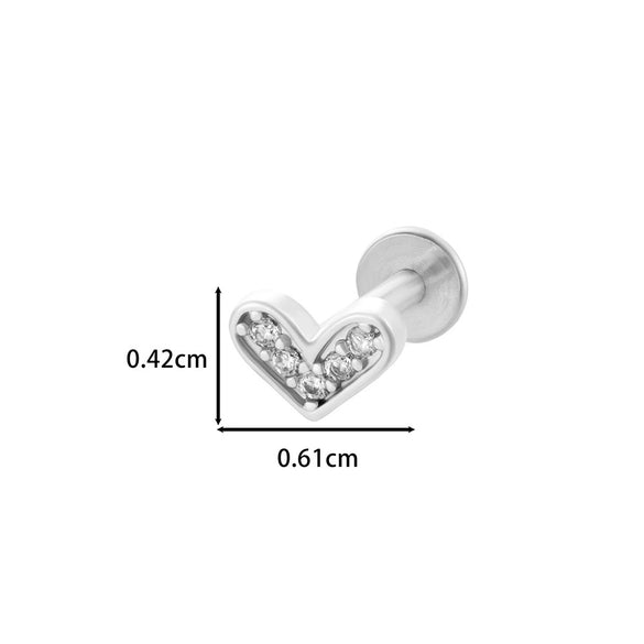 Wholesale Women's Stainless Steel Inner Tooth Thread Flat Base Rod Lip Nail Copper Zircon Butterfly Bow Tie Ear Bone Nail Electroplated Puncture Ornaments
