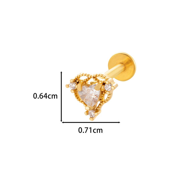 Wholesale Women's Stainless Steel Inner Tooth Thread Flat Base Rod Lip Nail Copper Zircon Butterfly Bow Tie Ear Bone Nail Electroplated Puncture Ornaments