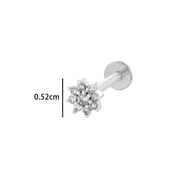 Wholesale Women's Stainless Steel Inner Tooth Thread Flat Base Rod Lip Nail Copper Zircon Butterfly Bow Tie Ear Bone Nail Electroplated Puncture Ornaments