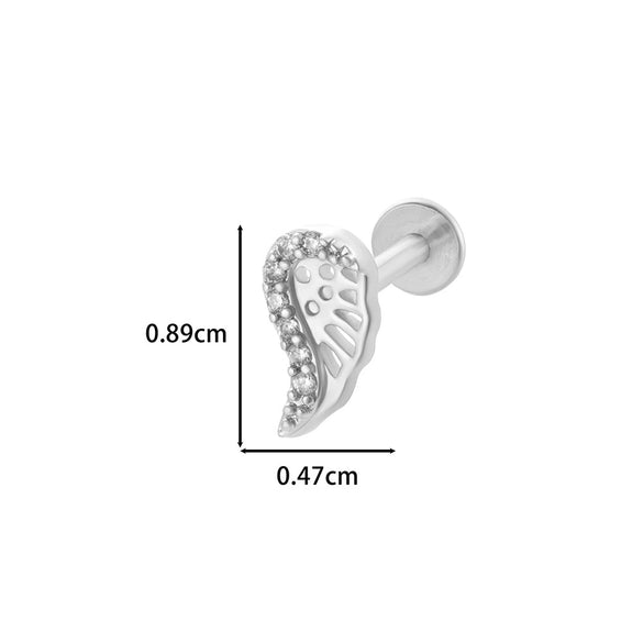 Wholesale Women's Stainless Steel Inner Tooth Thread Flat Base Rod Lip Nail Copper Zircon Butterfly Bow Tie Ear Bone Nail Electroplated Puncture Ornaments