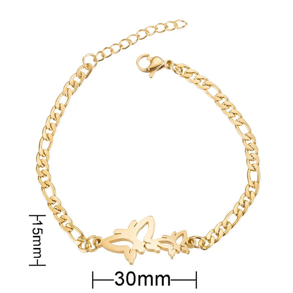 Wholesale Women's Stainless Steel Insect Butterfly Mori Animal Style Electroplated Bracelet