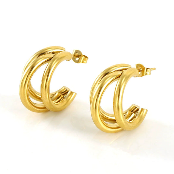 Wholesale Women's 316L Stainless Steel Irregular Avantgarde Design 18K Goldplated Earrings