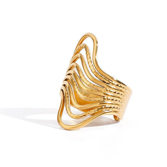 Wholesale Women's Stainless Steel Irregular Geometric Ring With Electroplating Treatment And Ins Style