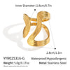 Wholesale Women's Stainless Steel Irregular Lines Exaggerated Simple Geometric Ring With Color Matching And Non Fading Electroplating In Ins Style