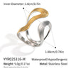 Wholesale Women's Stainless Steel Irregular Lines Exaggerated Simple Geometric Ring With Color Matching And Non Fading Electroplating In Ins Style