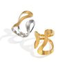 Wholesale Women's Stainless Steel Irregular Lines Exaggerated Simple Geometric Ring With Color Matching And Non Fading Electroplating In Ins Style