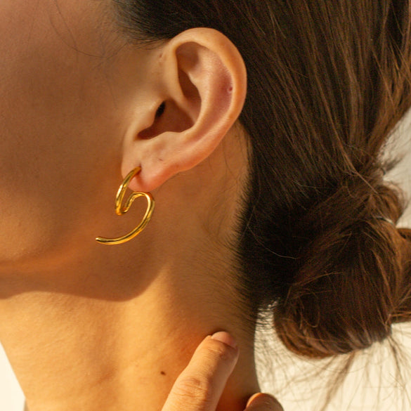 Wholesale Women's Stainless Steel Jewelry Earrings Gold Plated Geometric Style